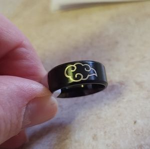 Stainless Steel Black Akatsuki Cloud Naruto Ring Size 7 New
